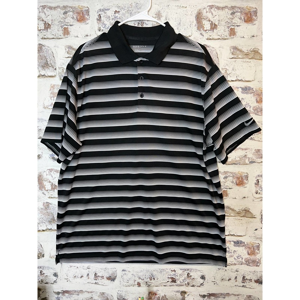 Nike Golf Men's XL black and white stripe dri fit polo shirt
